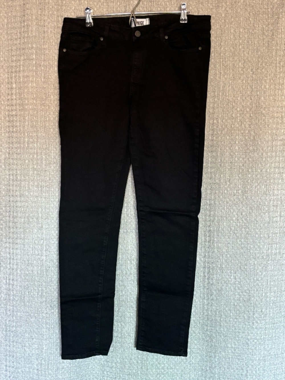 PAIGE Skyline Skinny Jeans Women's Size 32 Black Stretch Denim USA Made